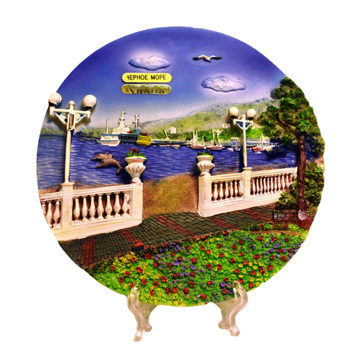 Тарелка гипсовая с изображением города Анапа