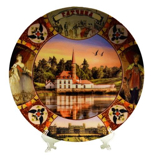 Тарелка фарфоровая с изображением города Гатчина