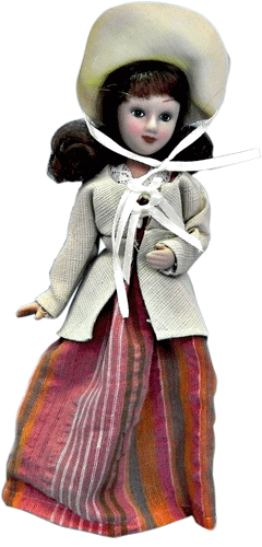 Фарфоровая кукла с длинными тёмными волосами