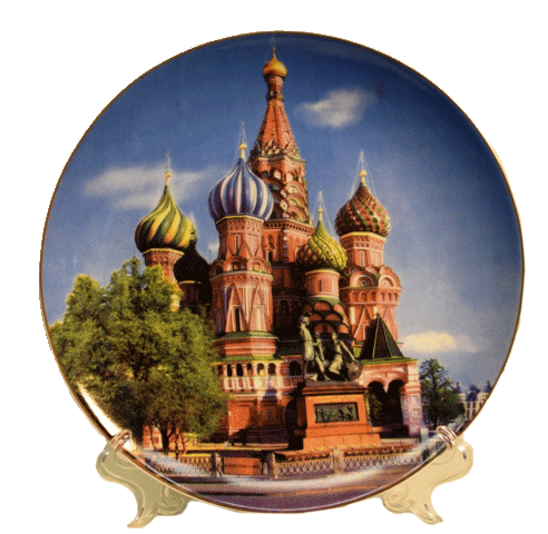 Тарелка фарфоровая с изображением храма Василия Блаженного