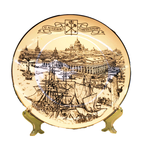 Тарелка фарфоровая с изображением города Санкт-Петербург